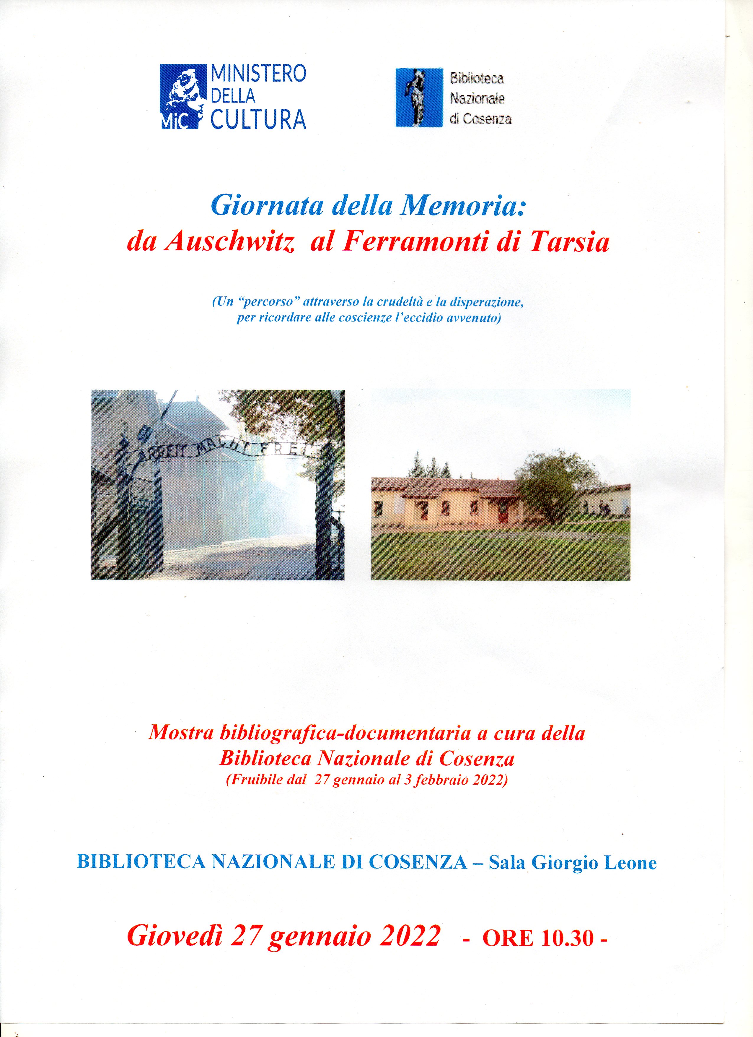 Giornata della Memoria   "da Auschwitz al Ferramonti di Tarsia”